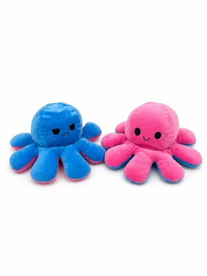 Produktbild von Plüschtier Oktopus Wendekuscheltier 30 cm blau rosa – Reversible Stofftier Krake, Kuscheltier
