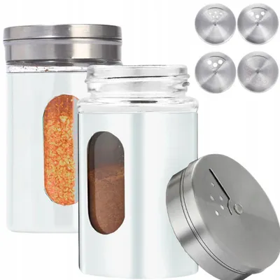 Produktbild von Pojemnikowo Gewürzgläser Set Glas Edelstahl 6 Stück