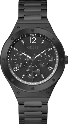 Produktbild von Guess Herrenuhr Schwarz 44 mm Edelstahl Mineralglas Quarz-Multifunktionswerk 5 bar wasserdicht