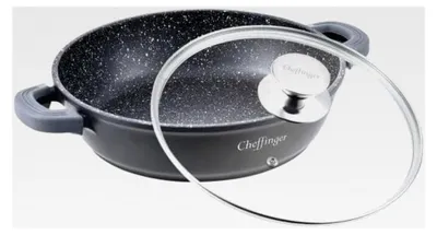 Produktbild von Bratpfanne Schmorpfanne mit Glasdeckel Aluguss Ø 28
