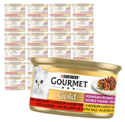 Produktbild von Purina Gourmet Gold Katzenfutter Doppelter Genuss Rind und Huhn 24 x 85 g
