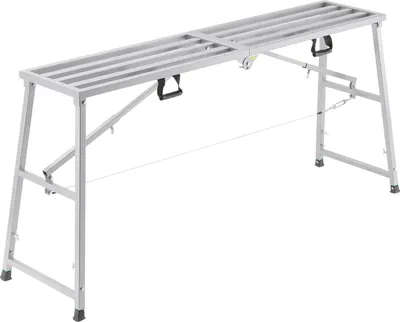 Produktbild von SucceBuy-Arbeitsplattform, höhenverstellbar mit 4 Gängen, zusammenklappbare Trittleiter aus legiertem Stahl, tragbares Gerüst, Tragkraft 400 kg, rutschfeste Gummifüße