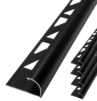 Produktbild von Dalsys Fliesenschiene Viertelkreisprofil Aluminium (eloxiert) Schwarz 2,5m x 8mm, 5 Stück, Rundprofil Halbrundprofil