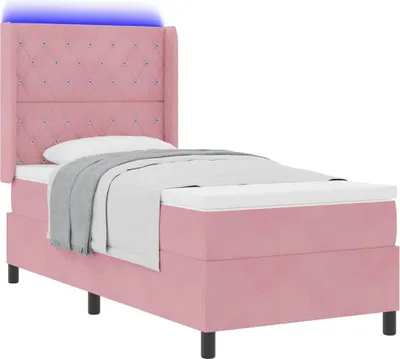 Immagine prodotto di Letto a molle con materasso con led Rosa 100 x 200 cm Velluto