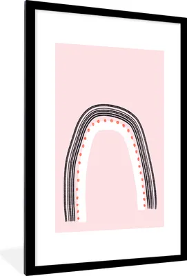 Produktbild von MuchoWow® Gerahmtes Poster Regenbogen - Minimalismus - Rosa 60x90 cm - Poster mit Schwarzem Bilderrahmen Wandposter Rahmen Foto Bilder - Dekoration - Wandposter Wohnzimmer - Hochwertig