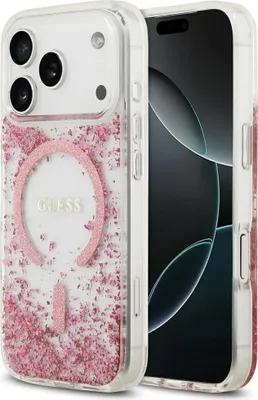 Produktbild von Guess - Resin Bottom Glitter MagSafe (GUHMP17LRGRGEP) - iPhone 17 Pro - Pink