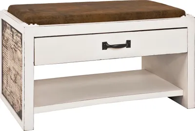 Immagine prodotto di Panca porta scarpe HAKU con motivo vintage - MDF, tessuto, L/A/P: 72x42x38 cm