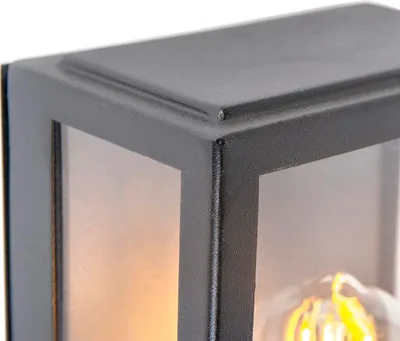 Produktbild von Qazqa Modern außen Wandleuchte, Außenlampe mit Tageslichtsensor, Wandlampe für den Garten - Rotterdam - Schwarz, max. 60W, Geeignet für LED, 10cm, IP44, Rechteckig