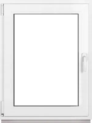A white framed window against a white background.