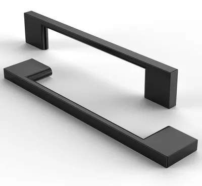 Produktbild von 10 schwarze Möbelgriffe, Schrankgriffe, Küchengriffe, Schubladengriffe, 128 mm Lochabstand – Mattschwarzer, gebürsteter Edelstahl