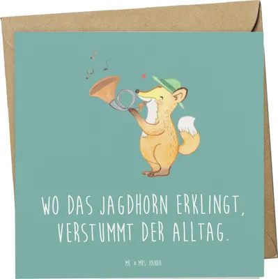 Produktbild von Mr. & Mrs. Panda Grußkarte Jagdhorn Melodie - Meeresbrise - Geschenk, Tradition, Lernen, Klappkarte, Musiker, Musik, Glückwunschkarte, traditionelles Musikinstrument