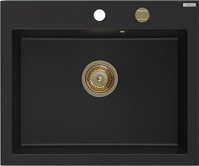 Immagine prodotto di Mexen Elix lavello in granito a 1 vasca 600 x 500 mm, nero, sifone dorato - 6525601005-77-G