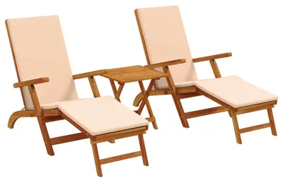 Image de vidaXL Chaise longue réglable et pliable, lot de 3, beige