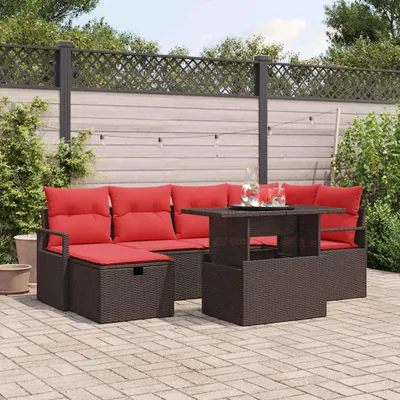 Image de Maison Exclusive - Ensemble canapé de jardin avec coussins et rangement 7 pièces Polyrotin marron