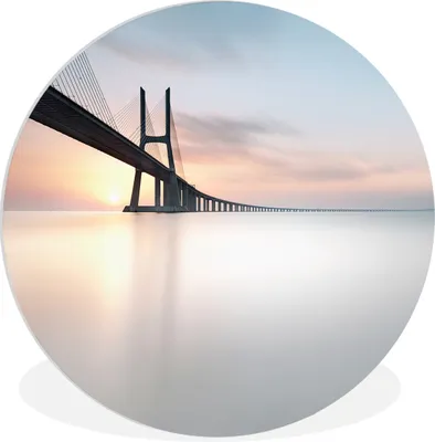 Produktbild von MuchoWow® Rundes Wandbild - Runde Bilder Brücke mit beleuchtetem Wasser Ø 60 cm Kreis Wanddekoration Kunststoff - Wandkreis - Wandschmuck - Wand Kreis - Das Schlafzimmer - Die Bilder - Wandmalerei - Kunst für das Haus - das Plastik