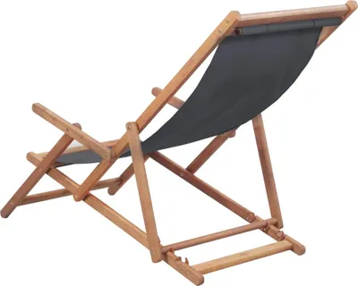 Produktbild von vidaXL Klappbarer Strandstuhl Stoff und Holzrahmen Grau