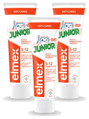 Obrázek produktu pro 3 x Zubní pasta Elmex Junior - pro děti 5-12 let - 75 ml - výhodná balení - 3 kusy