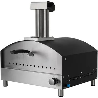 Produktbild von Heidenfeld Gas Pizzaofen Venezia | Pizzastein Cordierit - bis zu 500° C - Edelstahl - Pizza Maker - Outdoor Ofen - Thermometer - Steinofen - Silber