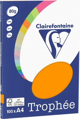 Zdjęcie produktu dla Clairefontaine 4110C Clairefontaine Kopierpapier Trophée orange DIN A4 80 g/qm 100 Blatt