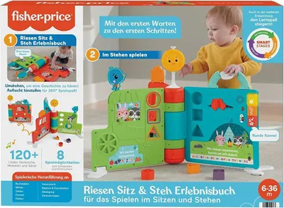Image de Fisher-Price Livre d'expériences Assis & Debout avec musique, Jouets de motricité fine à partir de 6 mois.