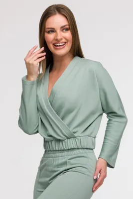 Productafbeelding van BeWear dames sweatshirt met rits, model B292, kleur mintgroen, maat M