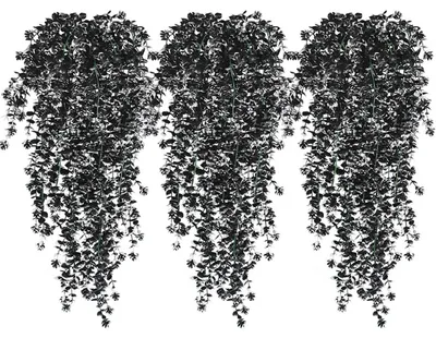 Künstliche Hängeblumen, 3 Stück, schwarz-weiß, 76,2 cm
