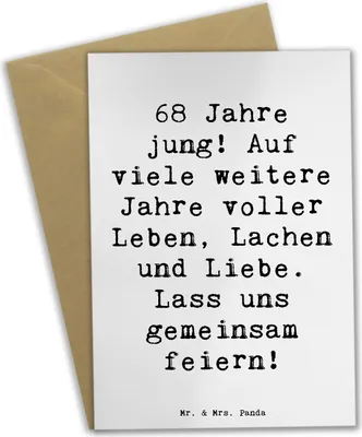 Produktbild von Mr. & Mrs. Panda Glückwunschkarte Spruch 68. Geburtstag Freude - Weiß - Geschenk, osterkarte, einladungskarten, Lebensjahr, hochzeitskarten, Grußkarte, Liebe