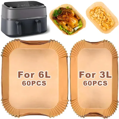 Produktbild von Airfryer Backpapier 120 Stück für Dual Basket Heißluftfritteusen, 6L/3L Körbe