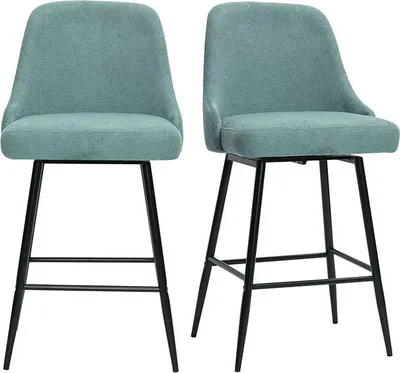 Produktbild von Miliboo - Drehbare Barhocker aus texturiertem Samt-Effekt-Stoff in Celadon-Grün und Metall H66 cm (2er-Set) HASTA