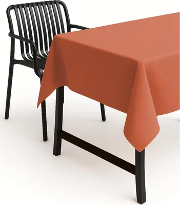 Produktbild von Tischdecke mit Lotuseffekt Leinenoptik wasserabweißend abwaschbar 160 cm rund - Terrakotta