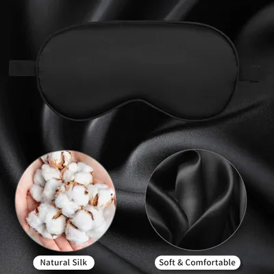 Produktbild von Schlafmaske Augenmaske Nachtmaske Verstellbarem Band Hautfreundlich Seide Ultraweiche Schlafbrille 1 Stš¹ck (Schwarz)