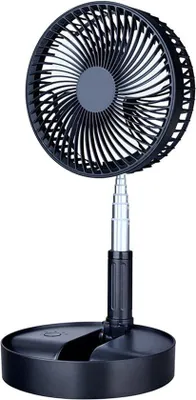 Obrázok produktu pre Skladací stojací ventilátor – mini prenosný USB stolný a podlahový ventilátor – 4 rýchlosti – nastaviteľná výška – do kancelárie, domova, na kempovanie.