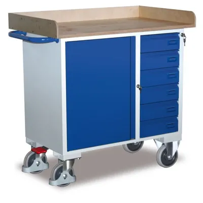 Produktbild von Werkstattwagen mit 6 Schubladen 1 Ladefläche, 1 Schrank + EasySTOP
