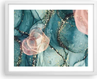 Produktbild von Gerahmtes Poster - Weißer Rahmen - Flüssigkeit Gold Rosa - 50x40 cm - Wand Bild - Wanddeko - Wandbilder - Kunstposter - Wandposter - Bilderrahmen - Bilder - Kunstdruck - P2WAA50x40-4817
