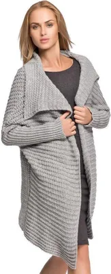 Produktbild von Strickjacke Sweats Poncho Umhang Cardigan; Grau S/M/L