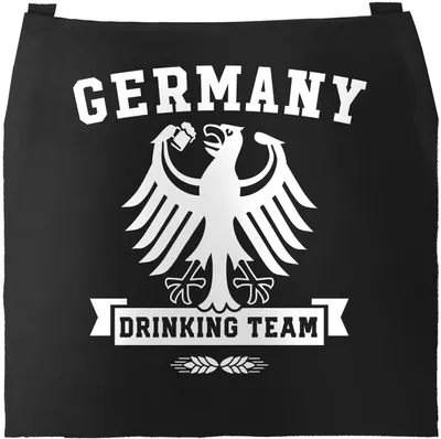 Produktbild von Grill-Schürze für Männer mit WM Deutschland Germany Drinking Team Motiv Baumwoll-Schürze Grill-schürze Küchenschürze Moonworks® schwarz unisize