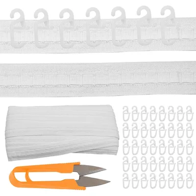 Gardinenband 30 m x 3 cm mit 100 Haken, weiß