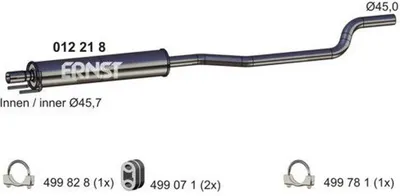 Produktbild von ERNST 012218 Mittelschalldämpfer Schalldämpfer für OPEL Corsa C Schrägheck (X01) Tigra TwinTop (X04)