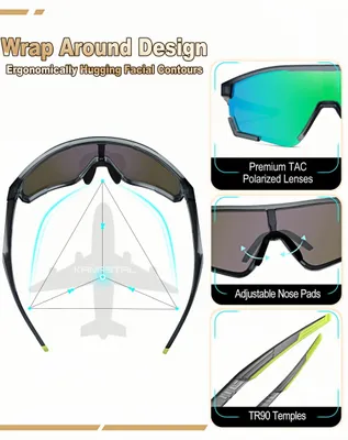 Produktbild von Sport Sonnenbrille gepolarisiert, UV400 Schutz, grün-grau, für Herren und Damen