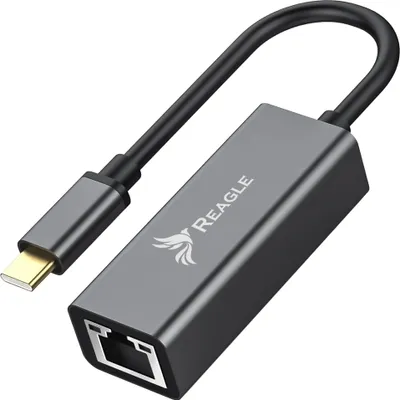 Produktbild von Reagle USB C auf Ethernet Adapter Gigabit LAN Netzwerkadapter 1000Mb Aluminium