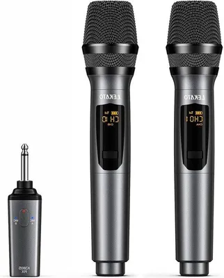 Imagen del producto de Kit de micrófono inalámbrico, 24 GHz, batería de 30 horas, ideal para DJs, iglesias, eventos y celebraciones