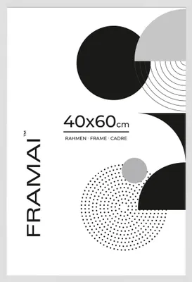 Produktbild von FRAMAI® Bilderrahmen 40x60 cm Weiß MDF Umweltfreundlichem Rahmen mit Bruchsicheren Plexi, Aufhänger und Aufsteller