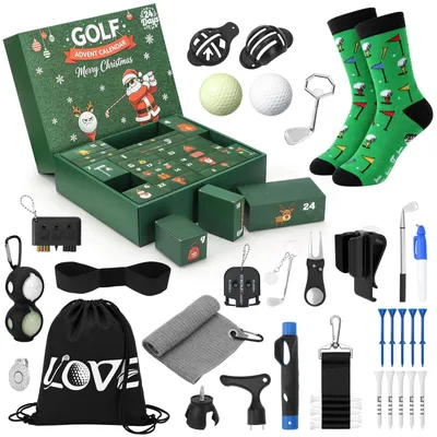 Productafbeelding van Golf Adventskalender Golf Kerst Countdown Kalender Kerst Adventskalender met Golfaccessoires incl Golfballen Ballmarker Scoreteller Golf