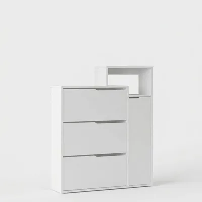 Produktbild von Platzsparender Schuhschrank mit Tür und Regalböden Vashi - Weiß