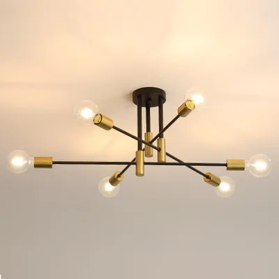Productafbeelding van Comely Deckenlamp, vintage, 6 armen, Sputnik-stijl, zwart, 72 cm