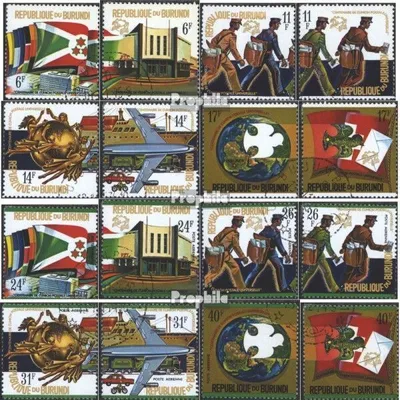 Produktbild von Briefmarken Burundi 1974 Mi 1069A-1084A (kompl.Ausg.) gestempelt 100 Jahre Weltpostverein