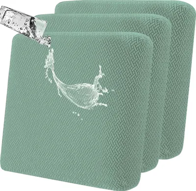 Produktbild von （Bohnengrün）3 Stück Wasserdichter Sofa Kissenbezug, Stretch Sofa Sitzkissenbezug, Terrassen Sitzkissenbezug, Outdoor Kissenbezug, Geeignet für Outdoor Sofa, Terrasse, Garten