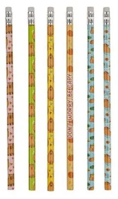 Produktbild von Bleistift-Set Capybara, 6 Stück, 6 Designs sortiert, weich, mit Radierer