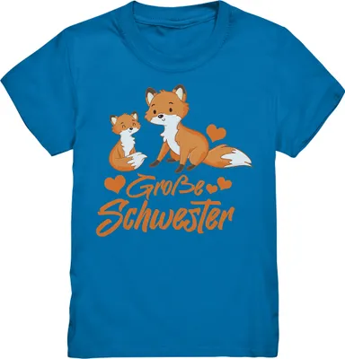 Produktbild von Große Schwester Shirt Fuchs Große Schwester Geschenk – Royal Blue / 134/146 (9-11)
