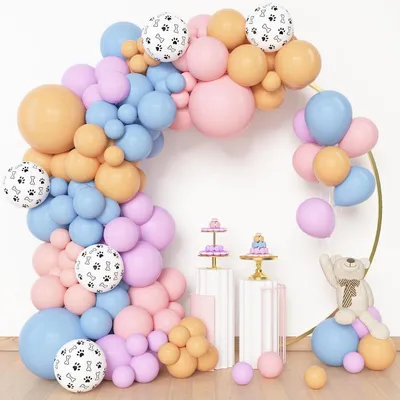 Immagine prodotto di Ghirlanda di palloncini blu e rosa, set da 153 pezzi in lattice, ideale per decorazioni di feste